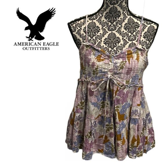American Eagle Outfitters Floral Peplum Top - Size M - Picture 1 of 2
